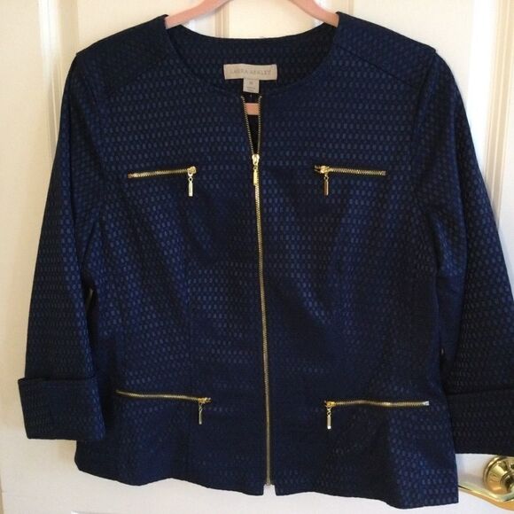 Laura Ashley Women’s Size M Navy Blazer - Picture 2 of 9